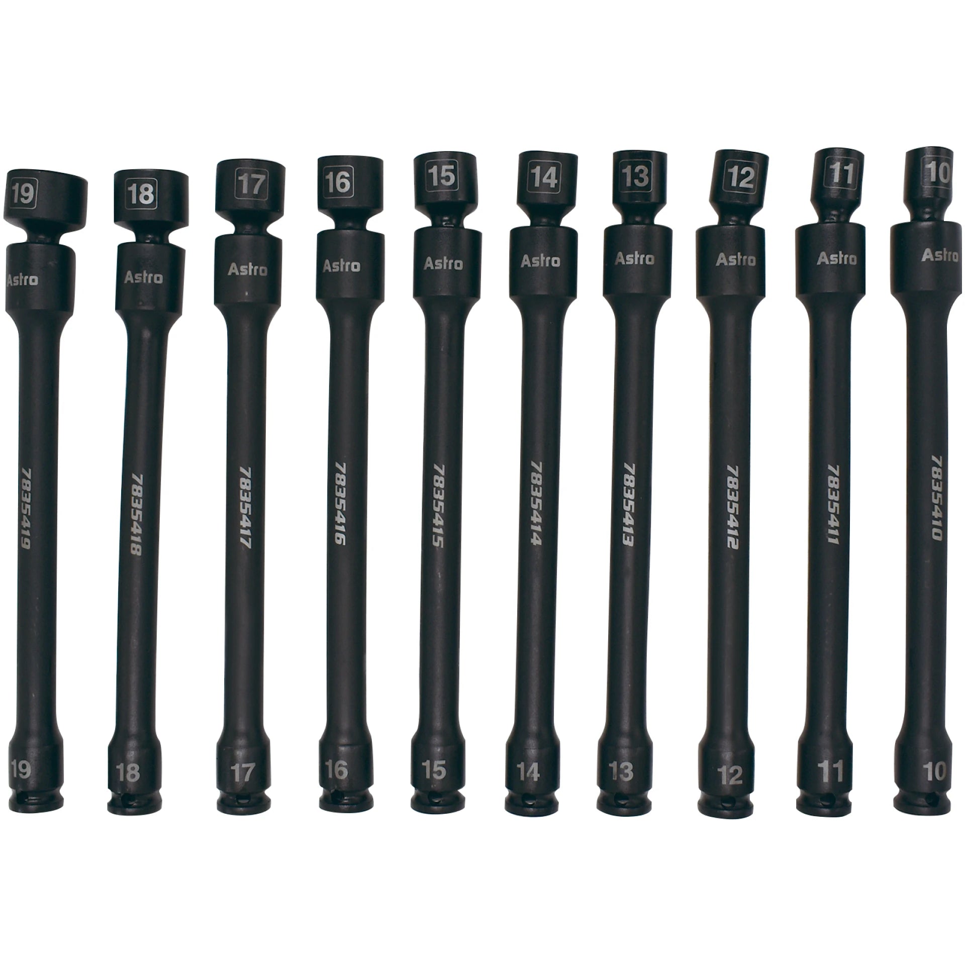 Astro Pneumatic 78354 10pc 3/8" Drive Pinless Torque-Saver Impact Extension Socket Set