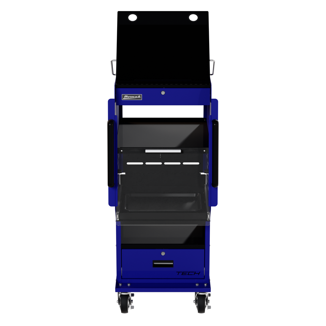 Homak BB06019020 TECH Mobile Diagnostic and Testing Terminal Blue Front View
