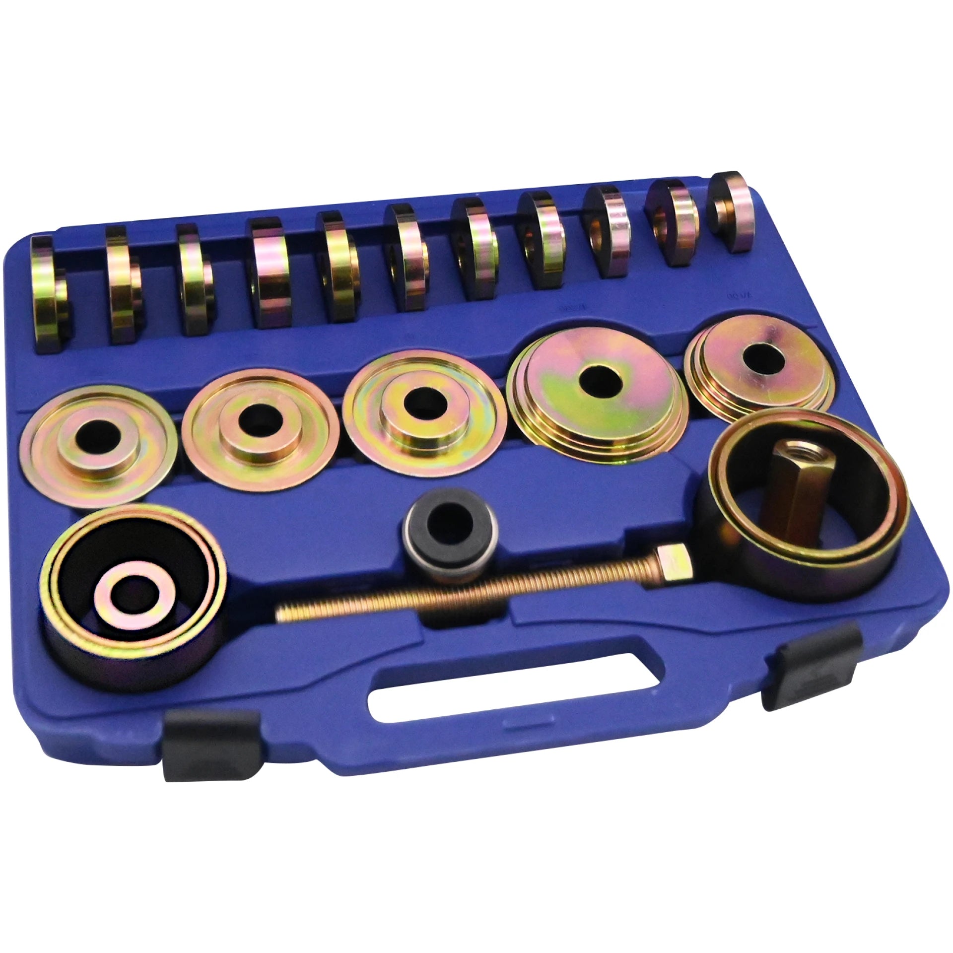 Astro Pneumatic 78825HD Master FWD Bearing Adapter Set angled view in blue carry case