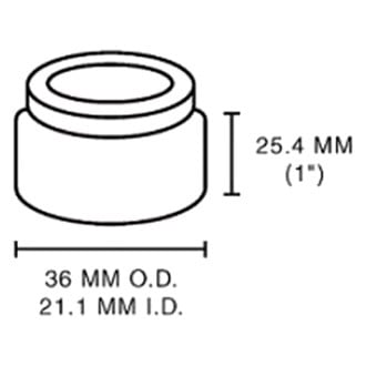 Astro Pneumatic 7897-12 Ball Joint Adapter schematic showing 36mm OD, 21.1mm ID, and 25.4mm (1") length