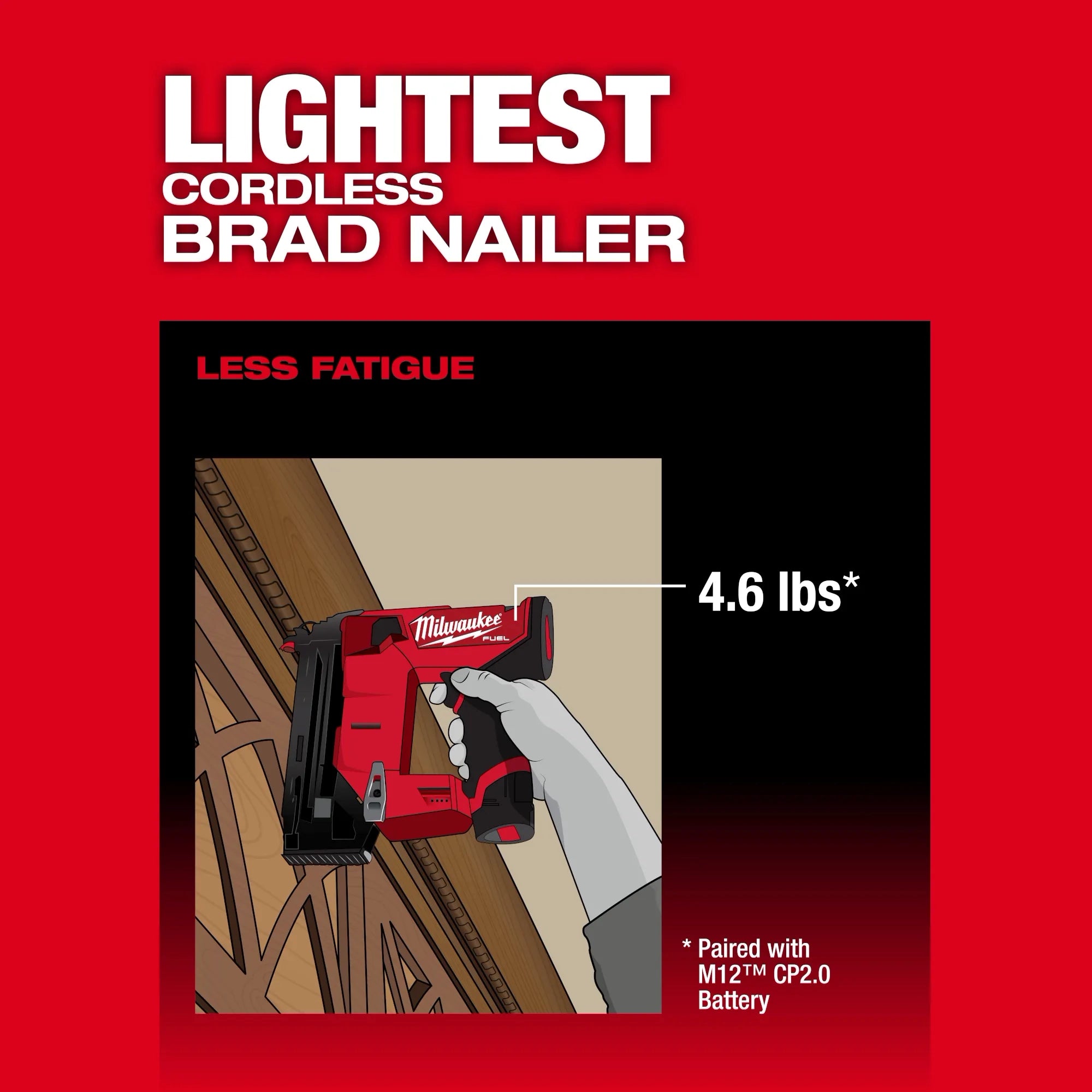 Milwaukee Tool 2541-20 M12 FUEL 18 Gauge Compact Brad Nailer - product detail view