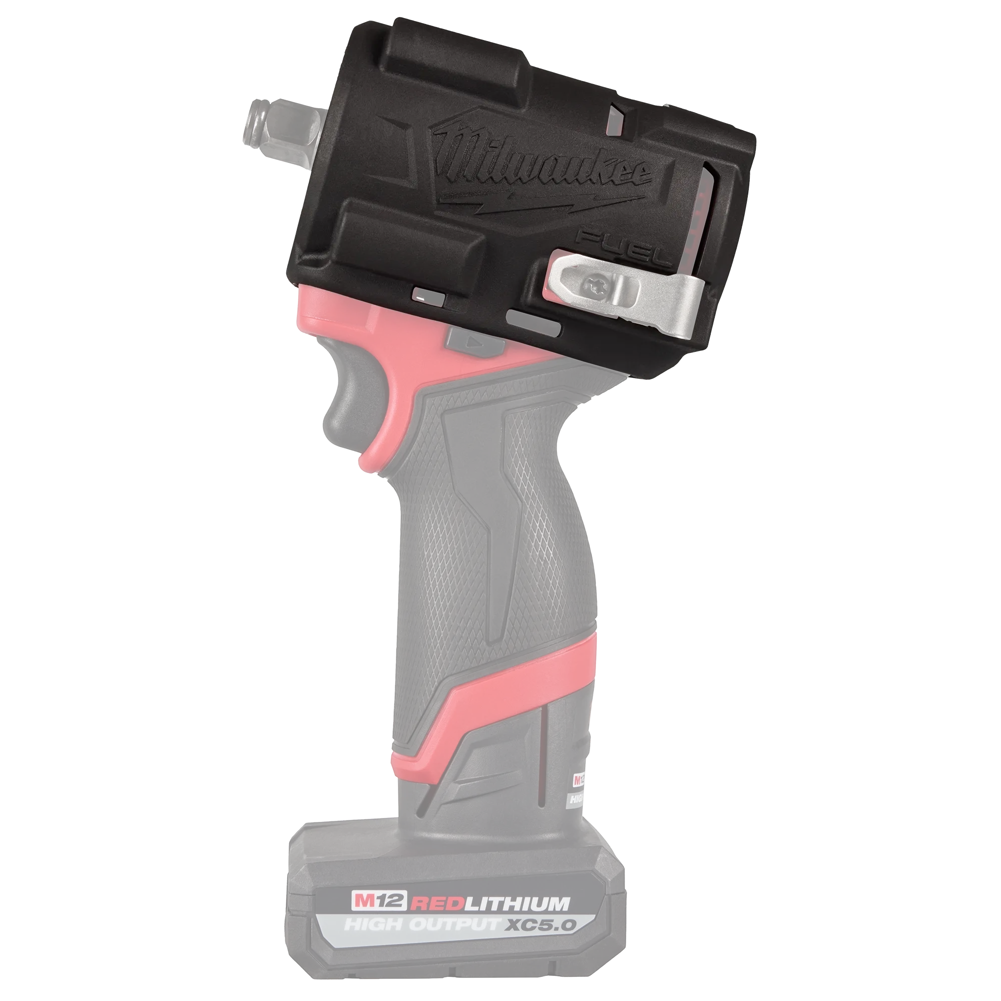 Milwaukee Tool 49-16-2562 M12 FUEL Stubby Impact Wrench Protective Boot installed on tool