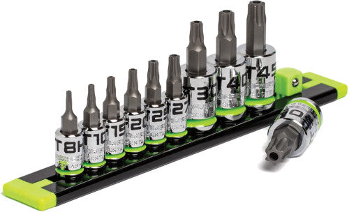 GripEdge SCST10S 10-Pc 1/4", 3/8" Drive RPT Tamper Proof Torx® Driver Set, T8H-T50H - MPR Tools & Equipment