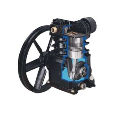 Ingersoll Rand 18002386 SS5 Single-Stage Bare Pump cutaway view showing cast-iron cylinder, piston, flywheel, and internal components
