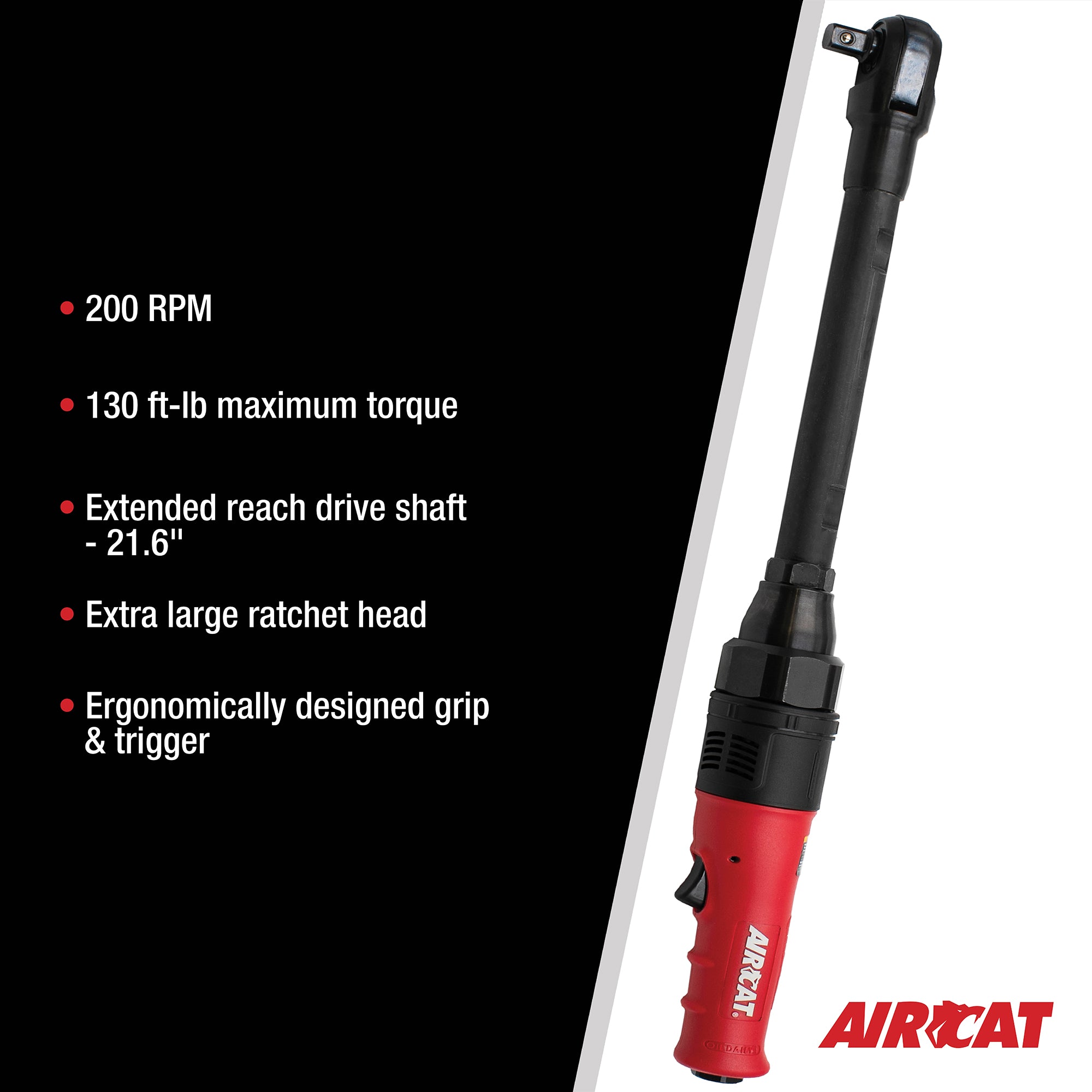 Aircat 805-HT-22 key specs - 200 RPM, 130 ft-lb torque, 21.6" extended reach drive shaft