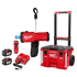 Milwaukee Tool 2983-22HD M18 Chain Hoist Kit with wireless remote, two HD12.0 batteries, rapid charger, and PACKOUT Rolling Tool Box
