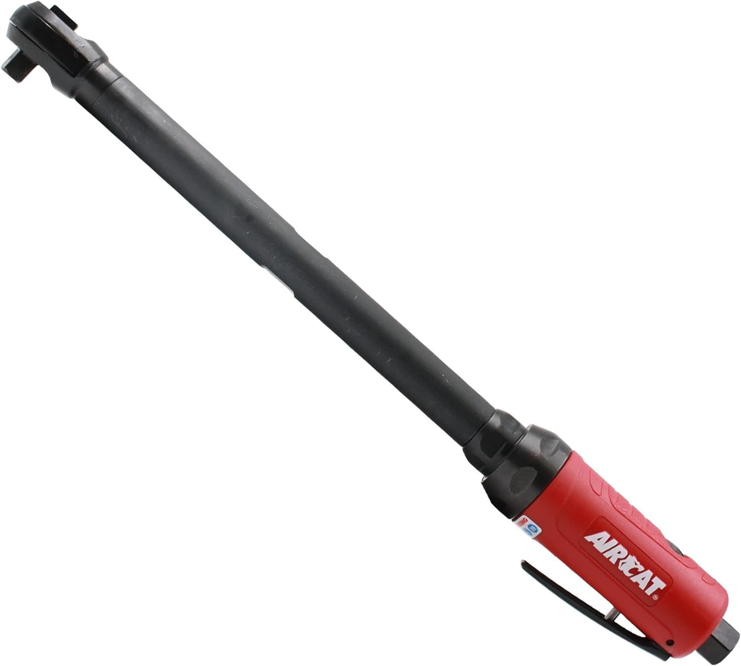 Aircat 808-15-25-A 1/4in 15in Long Reach Pneumatic Air Ratchet with red ergonomic handle and extended black drive shaft