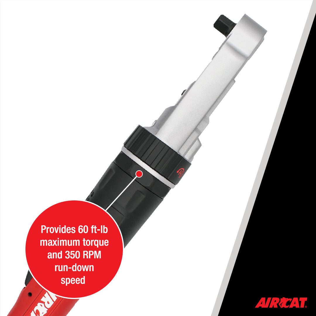 Aircat 809-SH-5 close-up of Quick Change Forward/Reverse Switch highlighting 60 ft-lb max torque and 350 RPM run-down speed