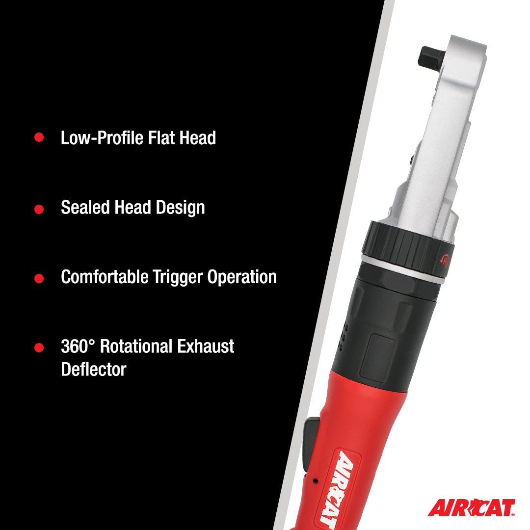 Aircat 809-SH-5 feature callout: Low-Profile Flat Head, Sealed Head Design, Comfortable Trigger, 360 Degree Rotational Exhaust Deflector