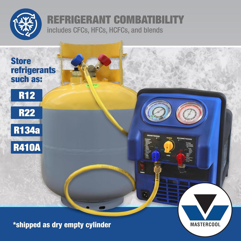 Mastercool 66011 50 livres. Réservoir d'alimentation DOT avec interrupteur à flotteur, 1/2" Acme