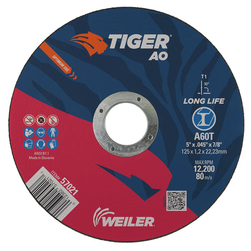 Weiler 57021 Molette de coupe fine Tiger Type 1 12,7 x 0,045". A60T. 7/8" AH (Paquet de 25)