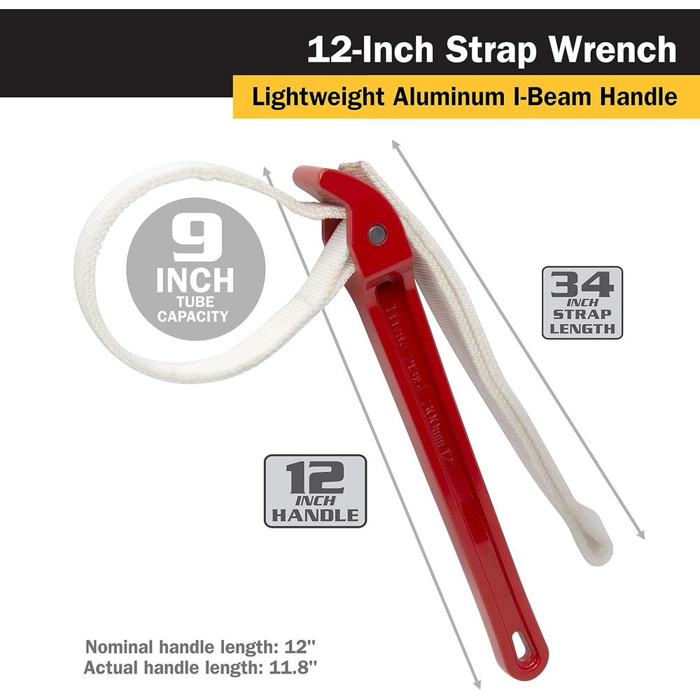 Titan Tools 21315 12 in. Handle Strap Wrench