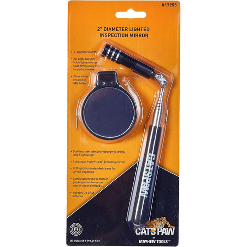 Mayhew Tools 17955 Miroir d'inspection éclairé de 2 po de diamètre