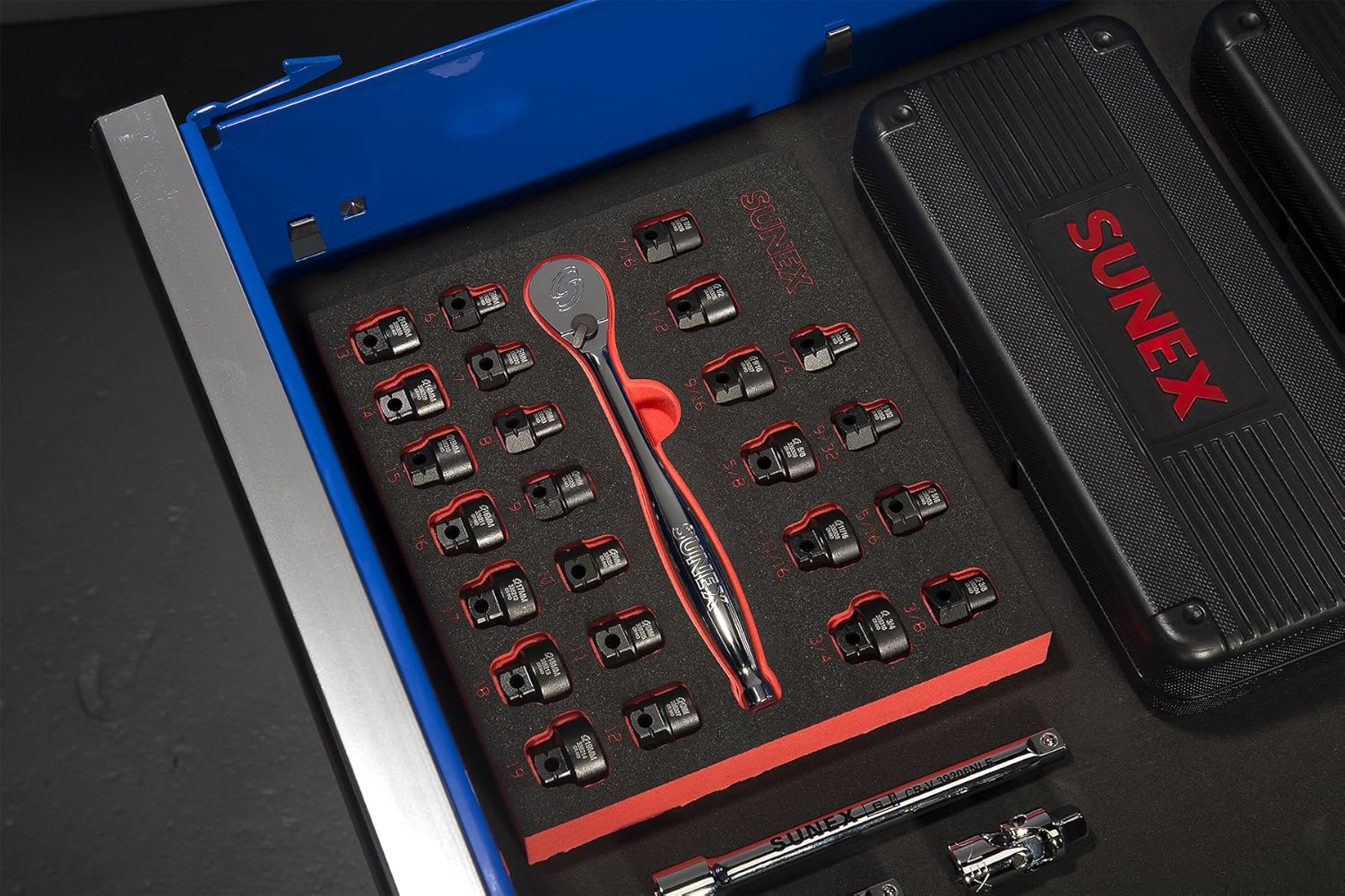 Sunex Tools 3325SR 3/8" Drive, Low Profile, SAE/Metric, Impact Socket Set