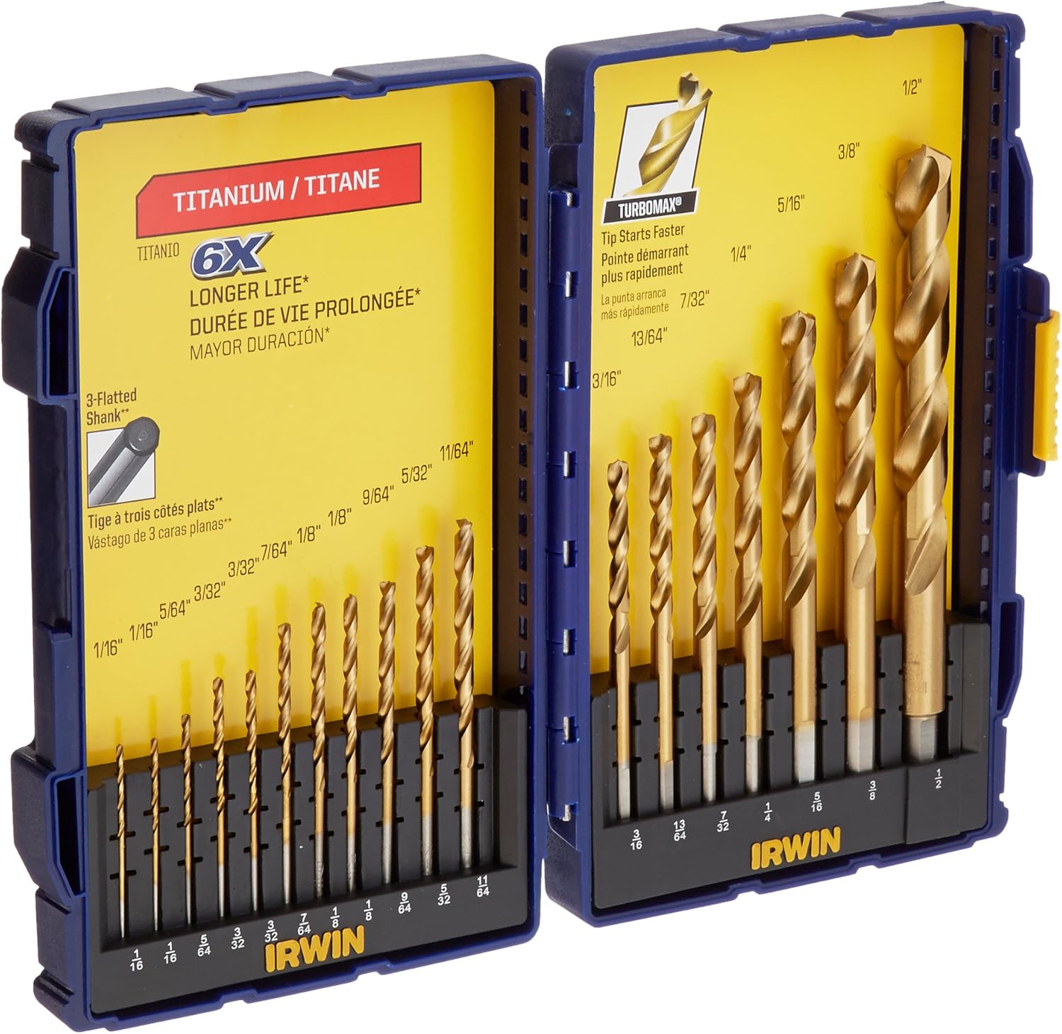 Irwin Tools 3018010 Lot de 18 forets en titane TURBOMAX SPEEDBOR PRO