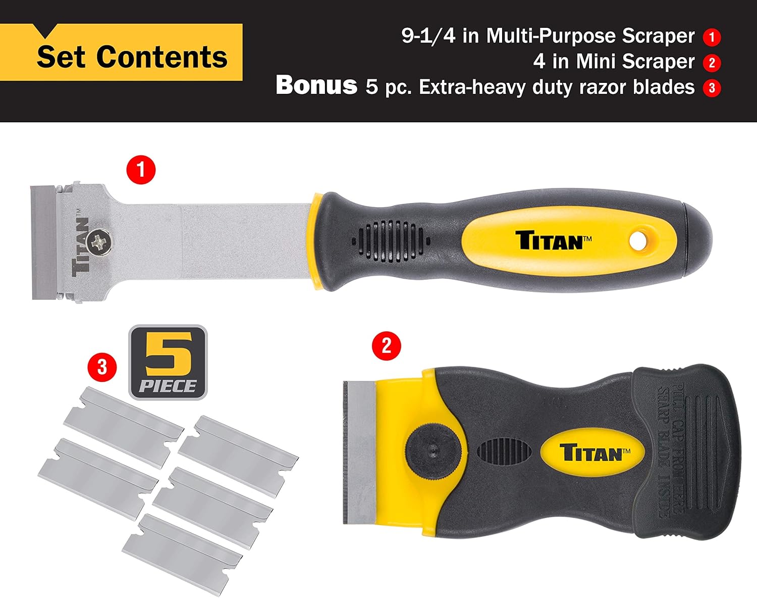 Outils Titan 17002 2 pièces. Ensemble de grattoirs de rasoir multi-usages