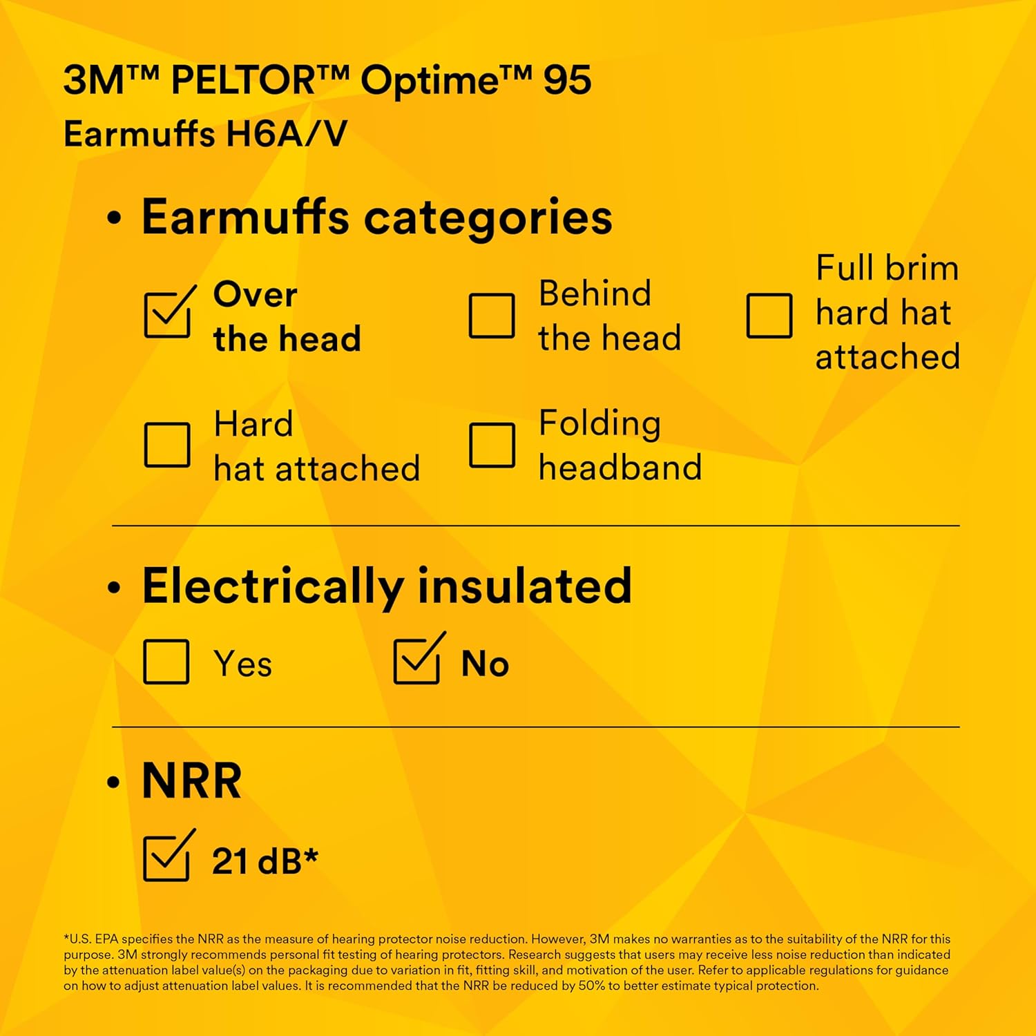 3M H6A PELTOR Optime 95 Cache-oreilles sur la tête