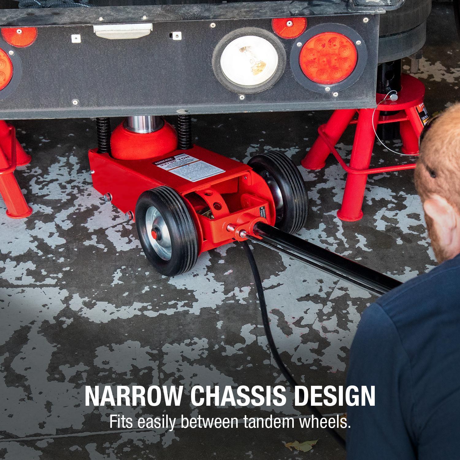 Sunex Tools 6635 narrow chassis design fitting between tandem truck wheels