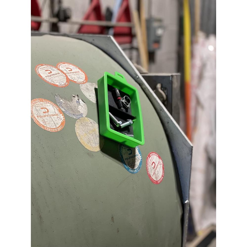 Gripty MT206 SILICONE DIVIDED MAGNETIC PARTS TRAY, SET OF 3, INCLUDES (2) GREEN & (1) RED, 5" X 3.5" X 1"