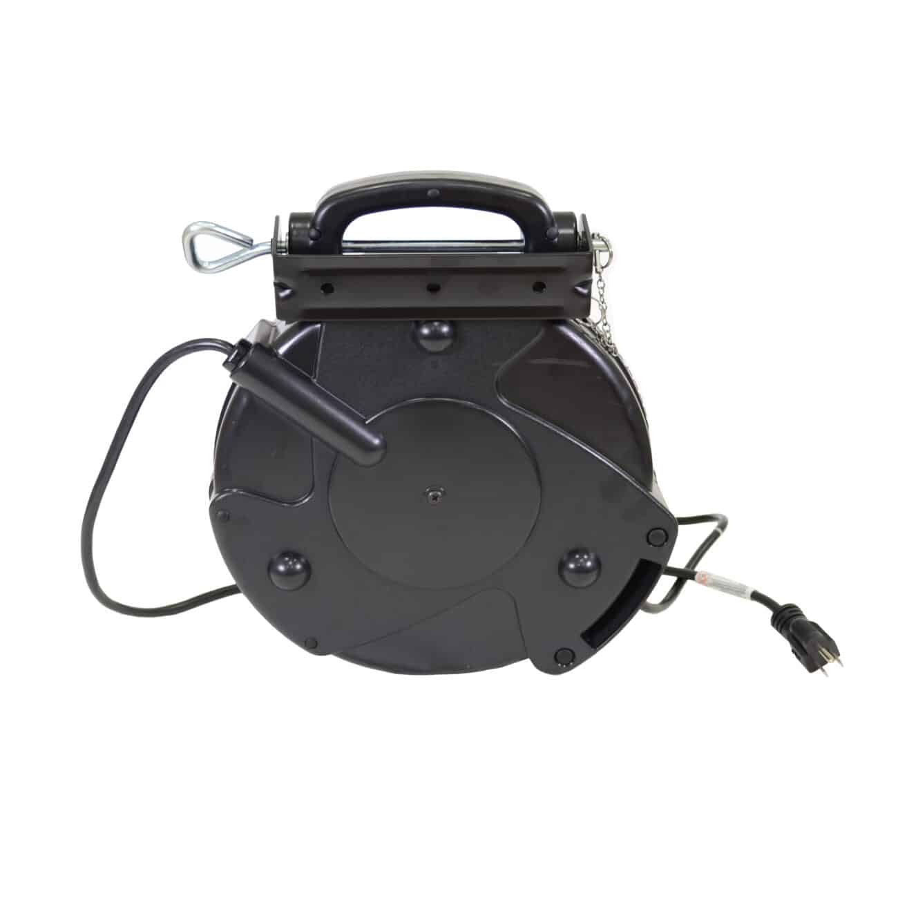 Alert Stamping 8150MM Retractable Cord Reel front view with carry handle and mounting hardware
