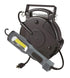 Alert Stamping 8150MM Retractable Cord Reel with LED Work Light, front angle view showing reel and work light