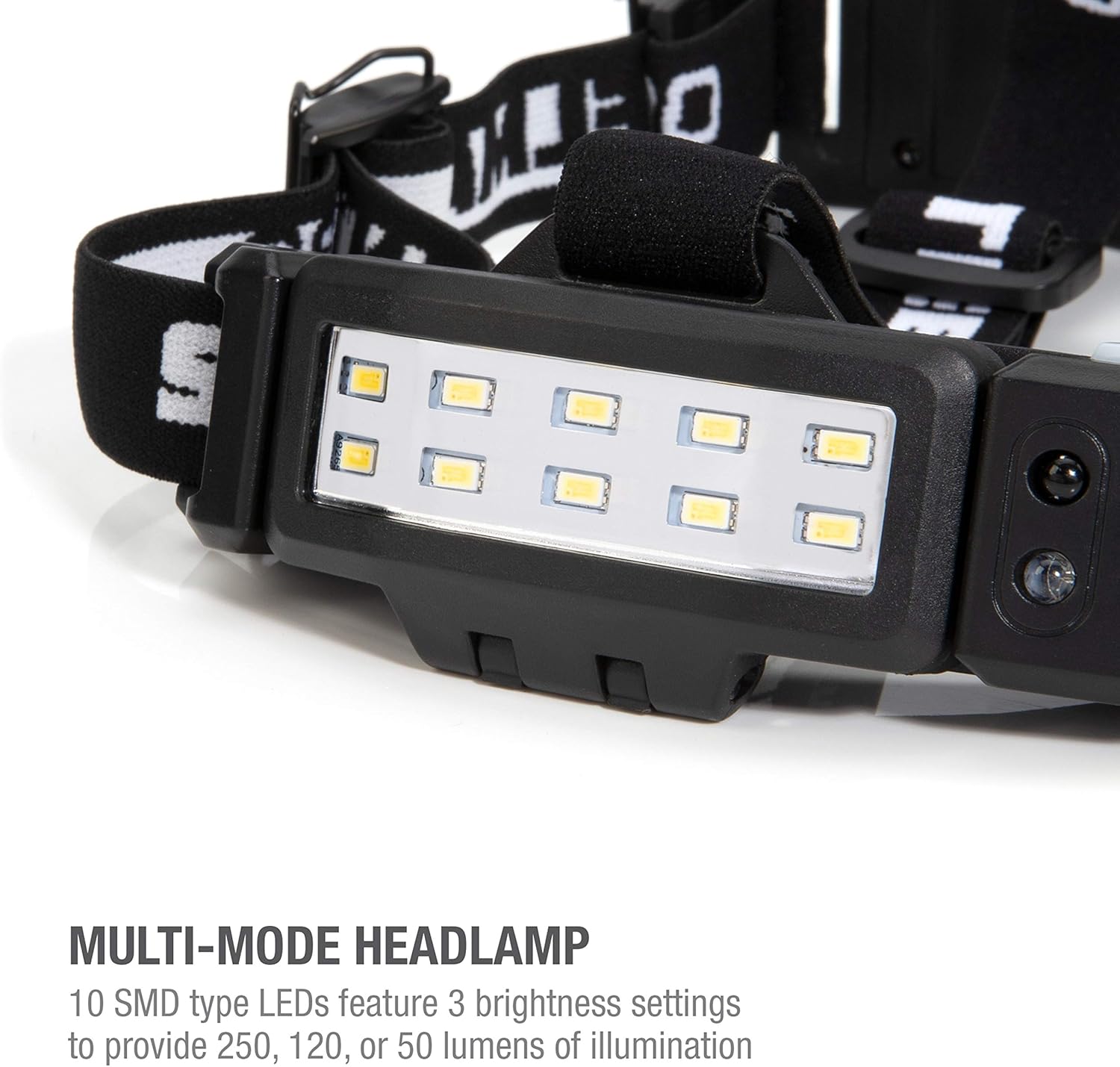Steelman Pro 79052 Slim Profile LED 250-Lumen Motion Activated Headlamp With Rear Red Blinker, 3xAA Battery Powered