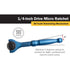 Titan Tools 11316 1/4-Inch Drive x 4-Inch 90-Tooth Swivel Head Micro Ratchet - Blue