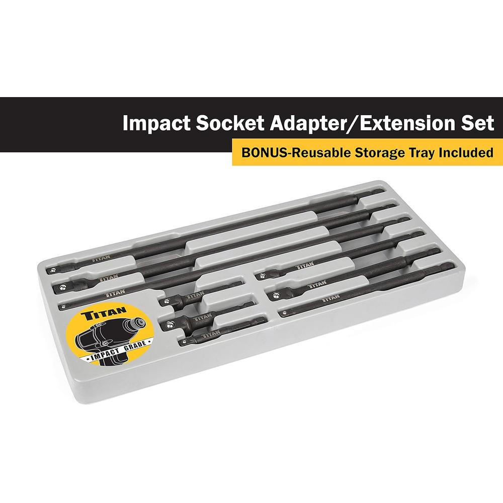 Titan Tools 12089 Straight 9 pieces Impact Socket Adapter Set