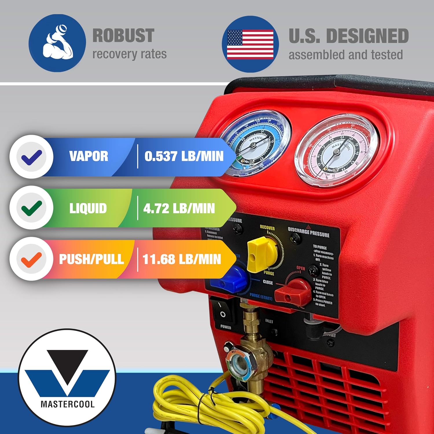 Machine de récupération complète Mastercool 69360-YF R1234YF Twin Turbo