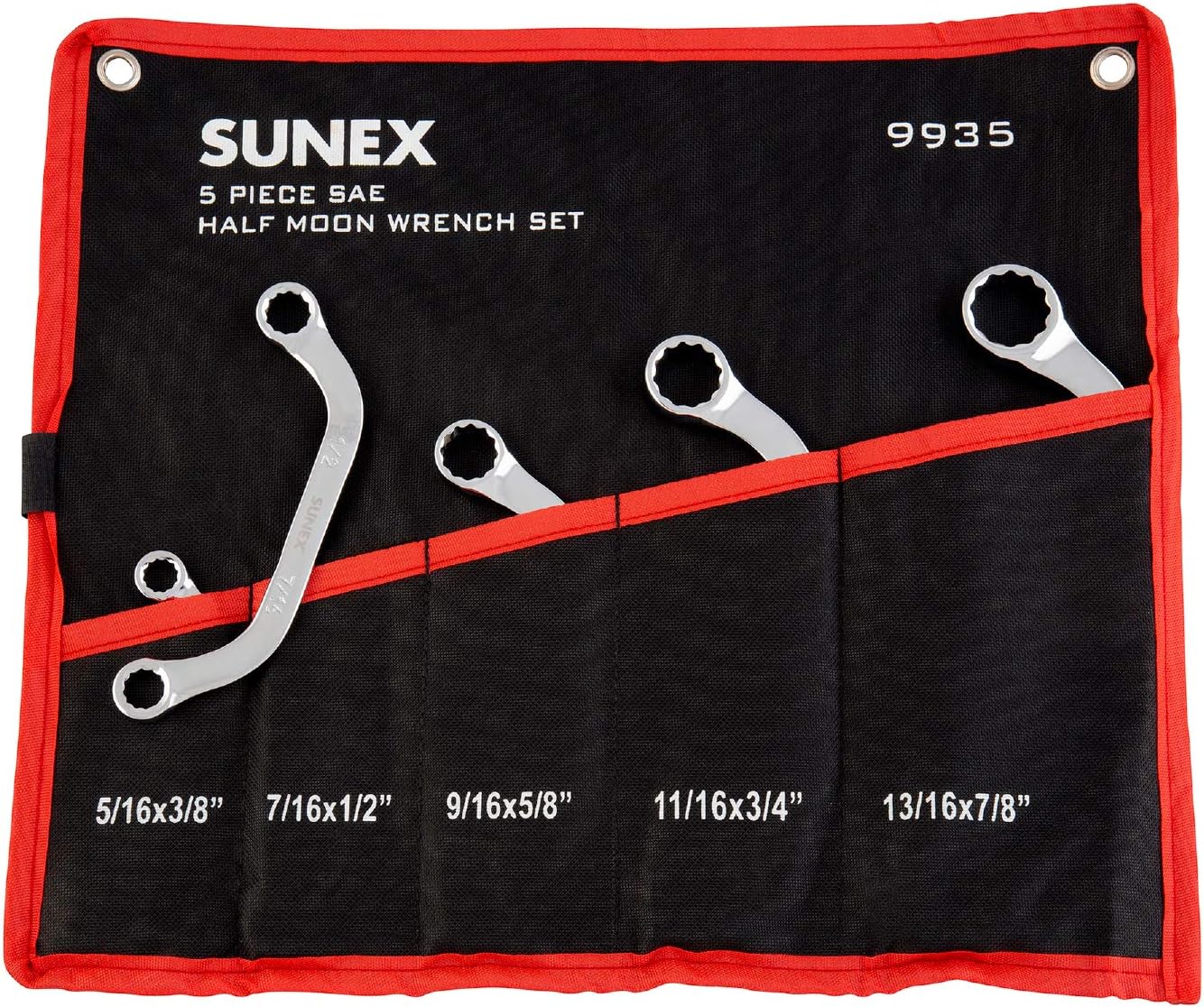 Sunex 9935 SAE Half Moon Wrench Set. 5-Piece by Sunex