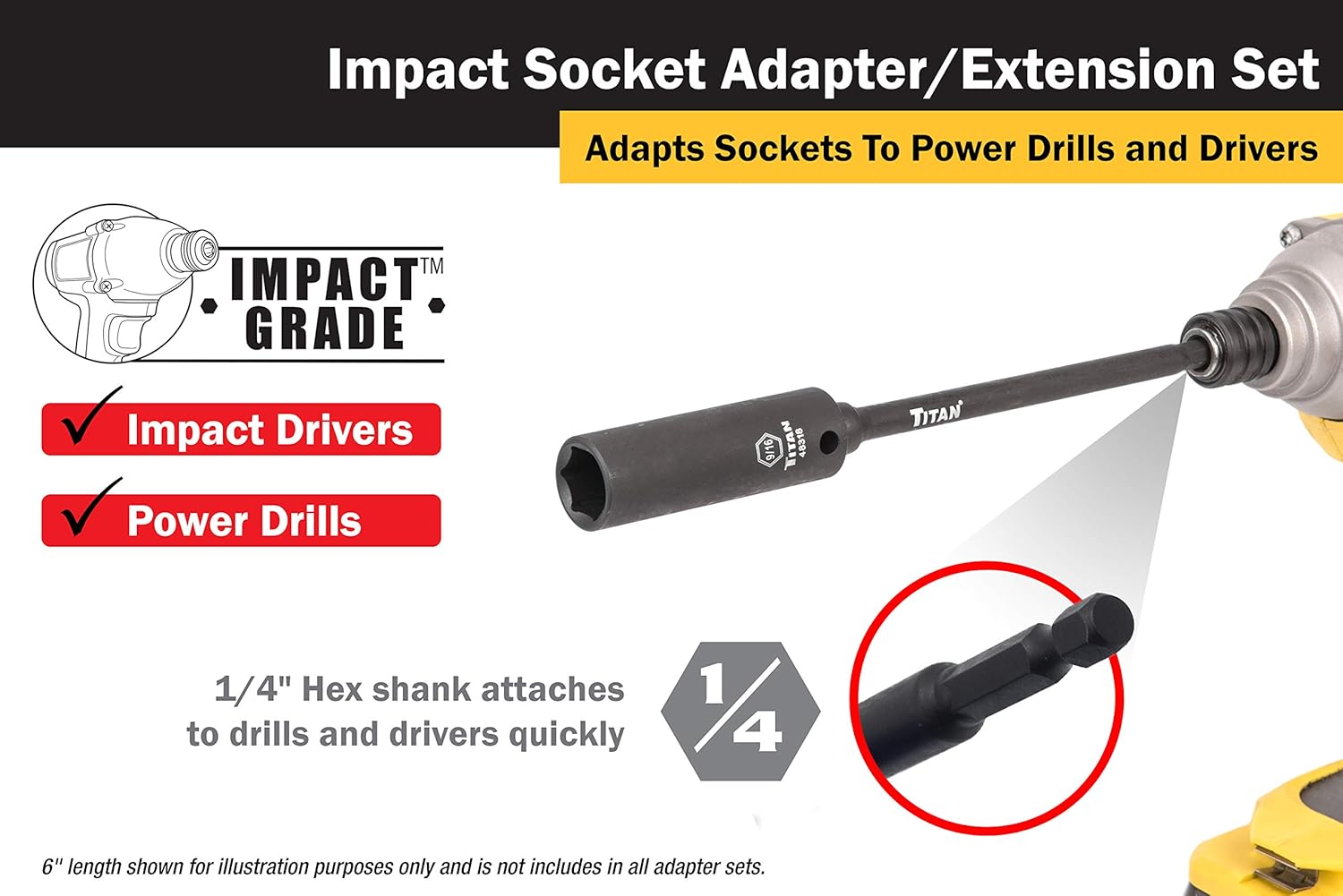 Titan Tools 12087 6 pieces Impact Socket Adapter Set