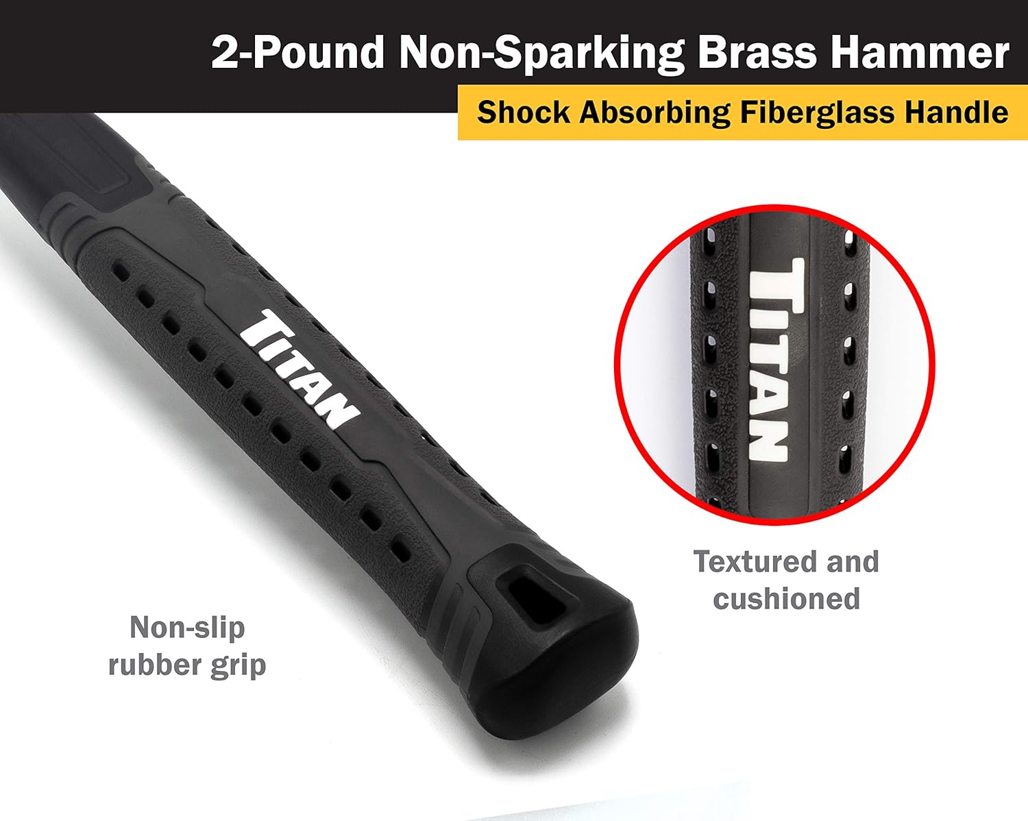 Titan Tools 63216 Shop Iron Non-Sparking Brass Hammer, 2lb.