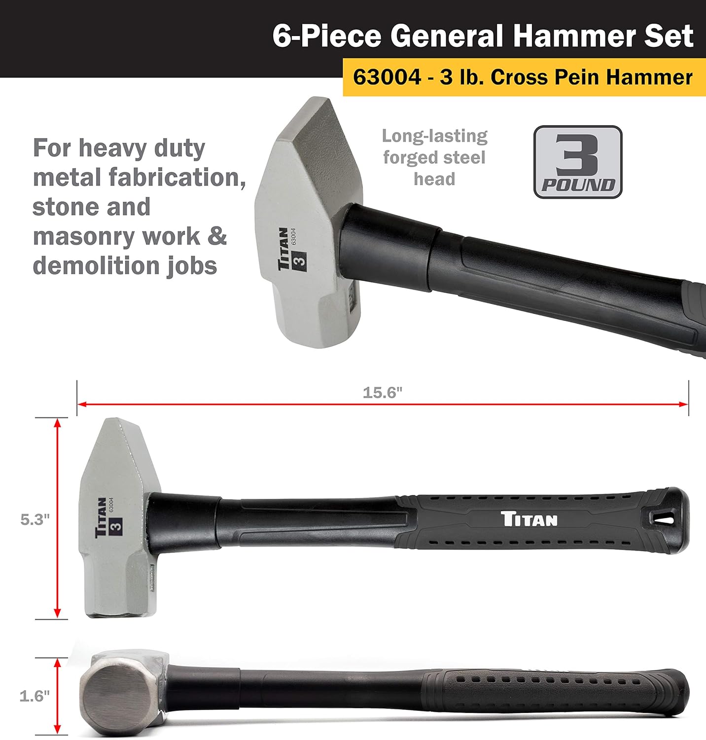 Titan Tools 63136 Jeu de 6 marteaux