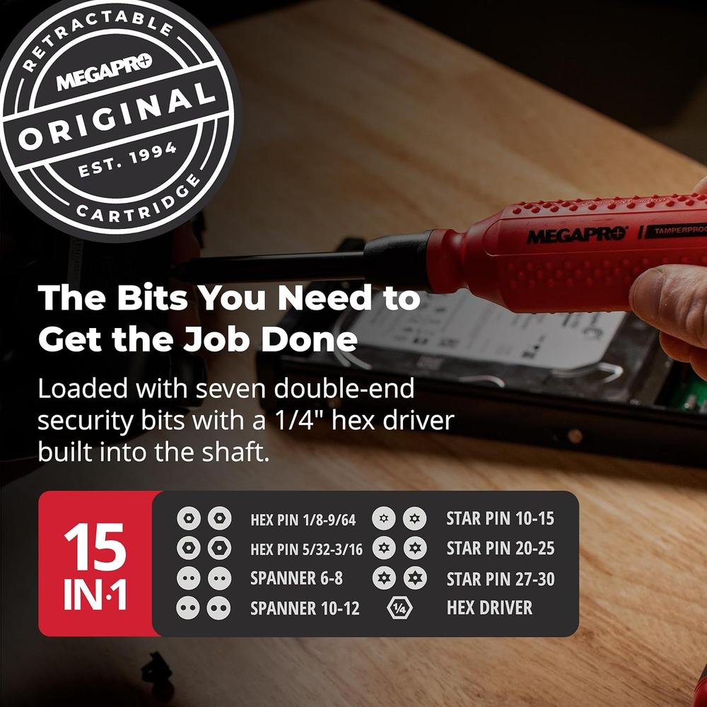 Megapro Tools 151TP-C Original Tamperproof 15-in-1 Multi-Bit Screwdriver (Carded)