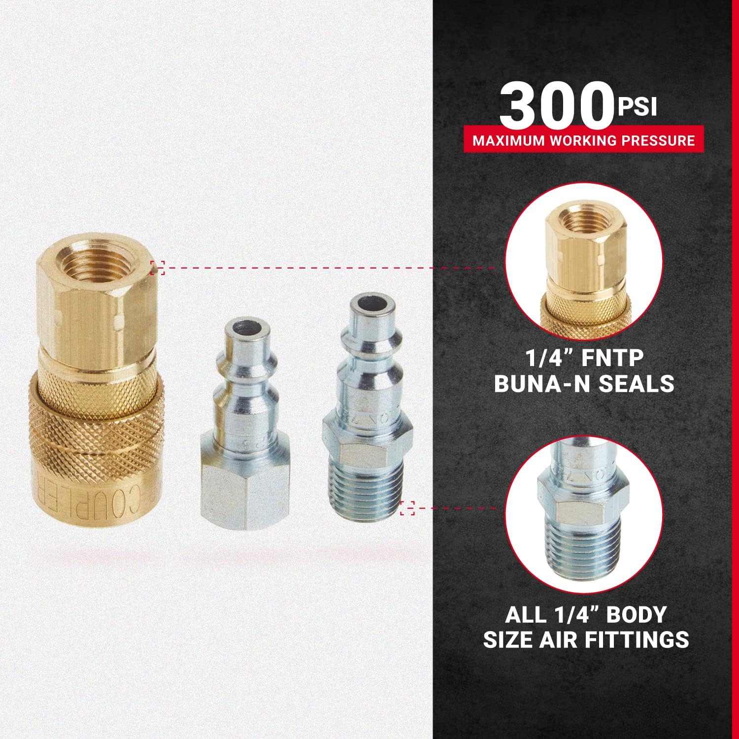 Milton S-210 1/4" NPT M-Style Coupler and Plug Kit, (12-Piece)