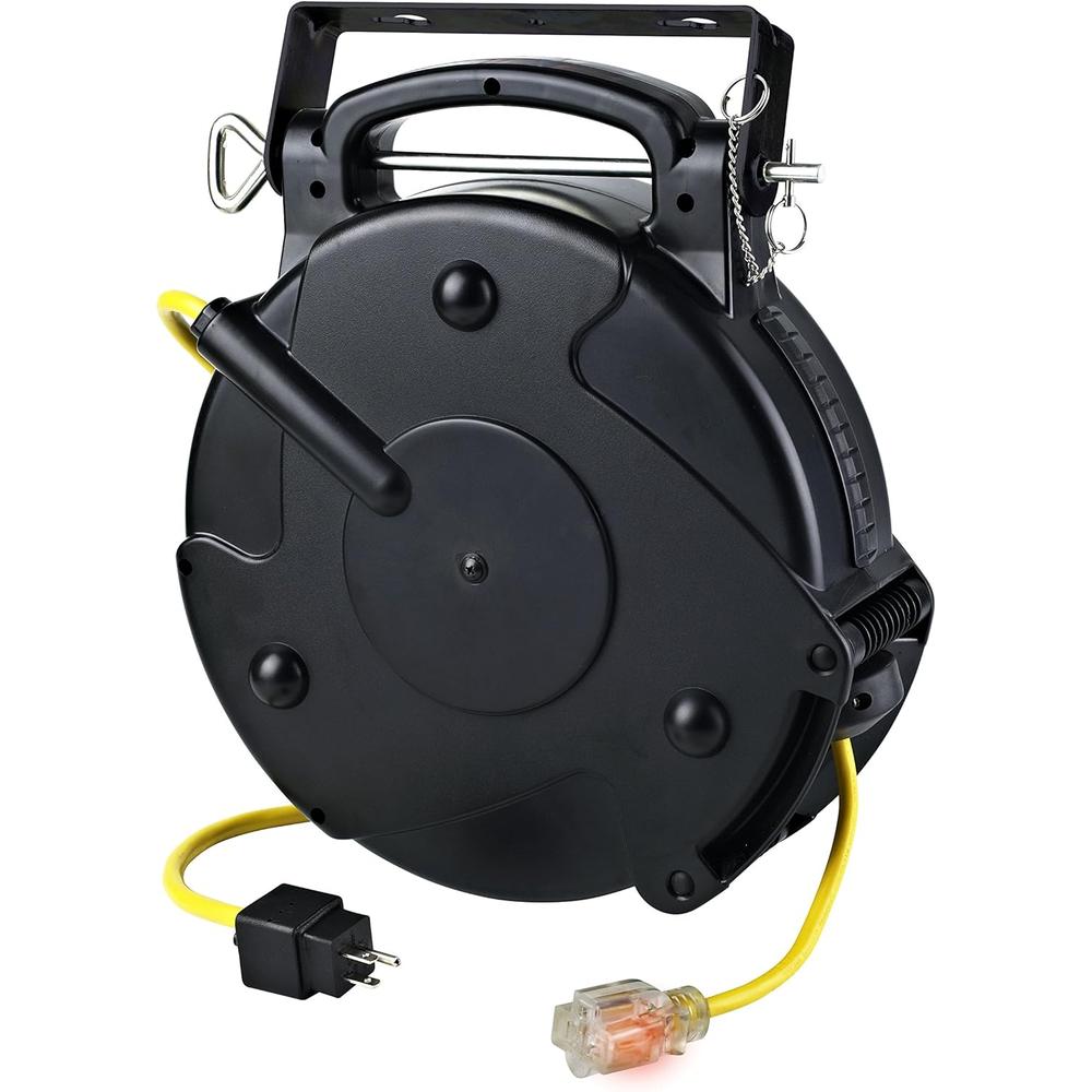 Alert Stamping 8665TFS Heavy Duty 12/3 65 Foot Single Tap Industrial Retractable Extension Cord Reel