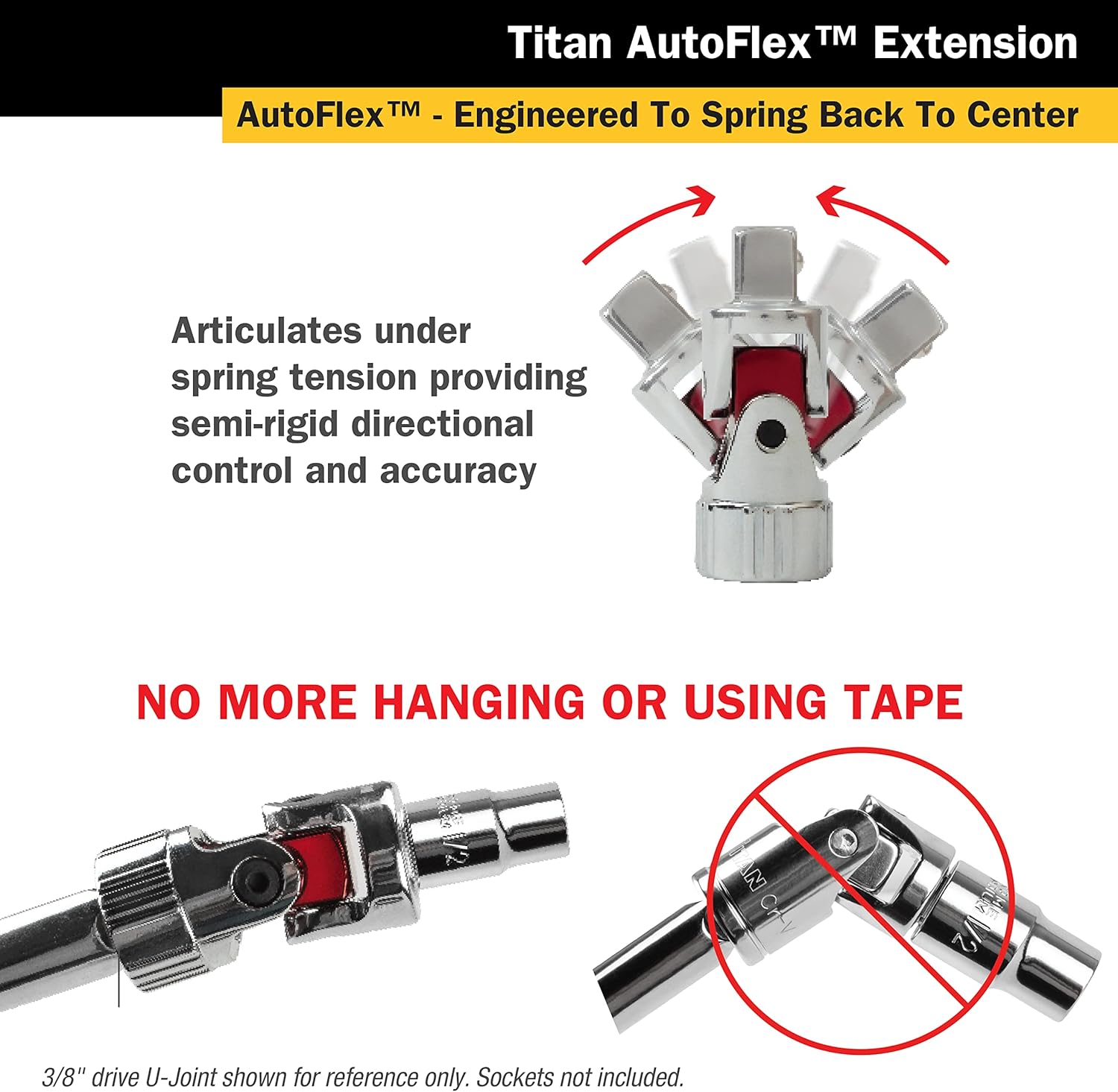 Titan Tools 62110 1/2" Drive 10" Long Auto Flex Extension
