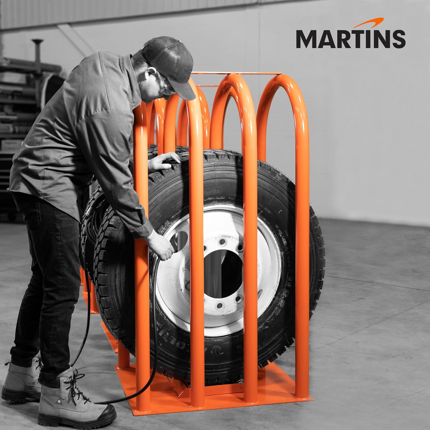 Martins Industries MIC-4 CAGE DE GONFLAGE DE PNEUS À 4 BARRES, 47" OD X 19" L