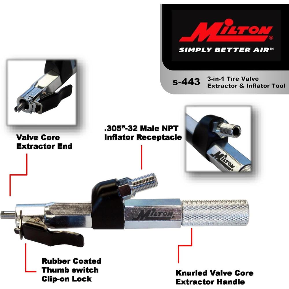 Milton Industries S-443 Outil d'extraction de soupape