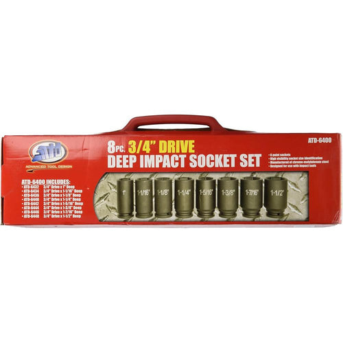 ATD Tools 6400 8pc 3/4" Dr SAE Deep Imp Skt S