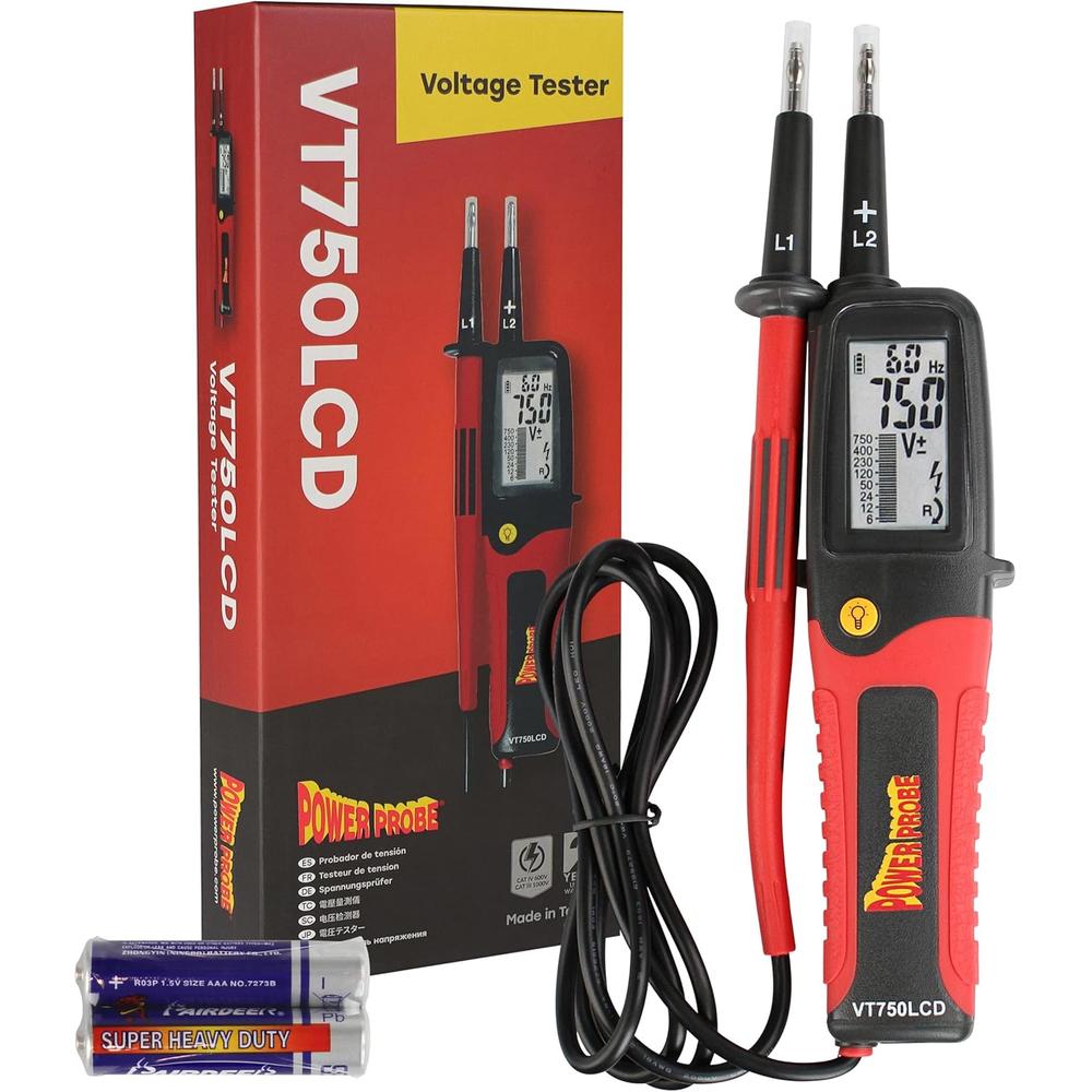 Power Probe VT750LCD TWO POLE VOLTAGE TESTER FOR ELECTRIC & HYBRID VEHICLES, 750V AC/DC, 600V CAT IV, 1000V CAT III