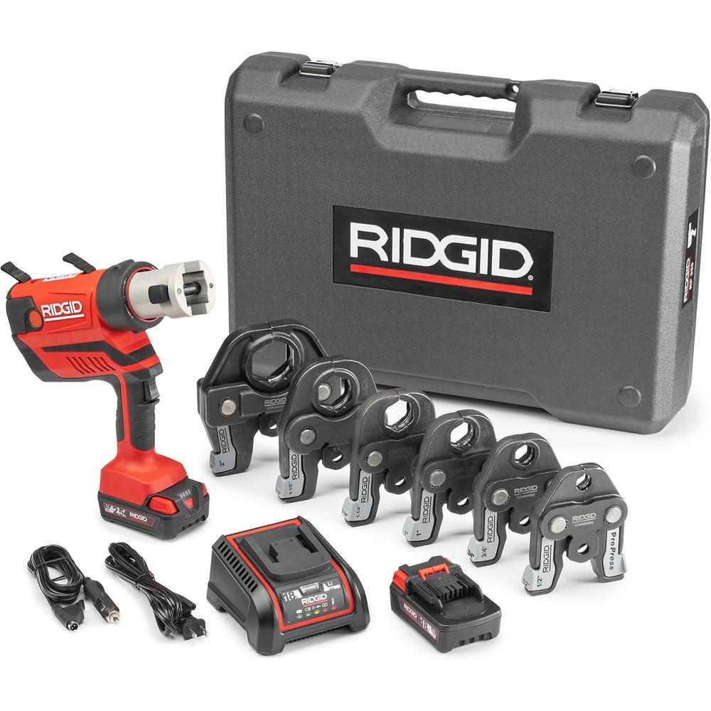 Ridgid 67053 RP 350 Pistol-Grip Press Tool With 18V 2.5Ah Battery, 1/2" - 2" Propress Jaws