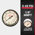 Milton Industries 1188 Gage 1/8" NPT, 0-60 PSI