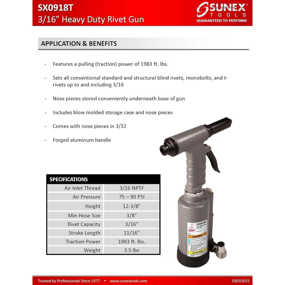 Sunex SX0918T Heavy Duty Rivet Gun
