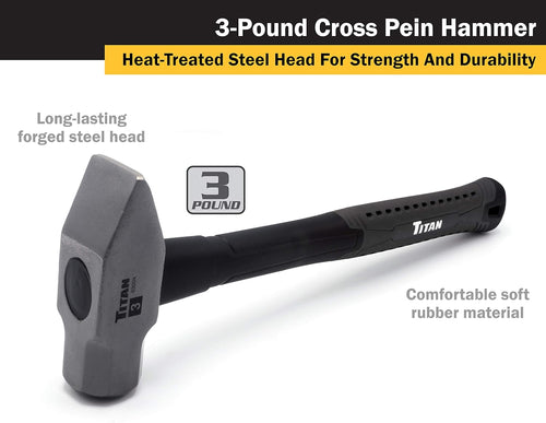 Titan Tools 63004 Shop Iron Marteau à panne croisée de 3 lb
