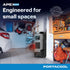 Portacool Apex 500 portable evaporative cooler in garage lifestyle setting, engineered for small spaces