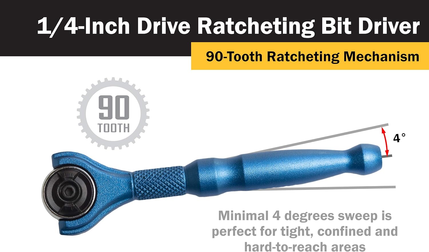 Titan Tools 11317 1/4" Drive Aluminum Swivel Head Micro Bit Driver