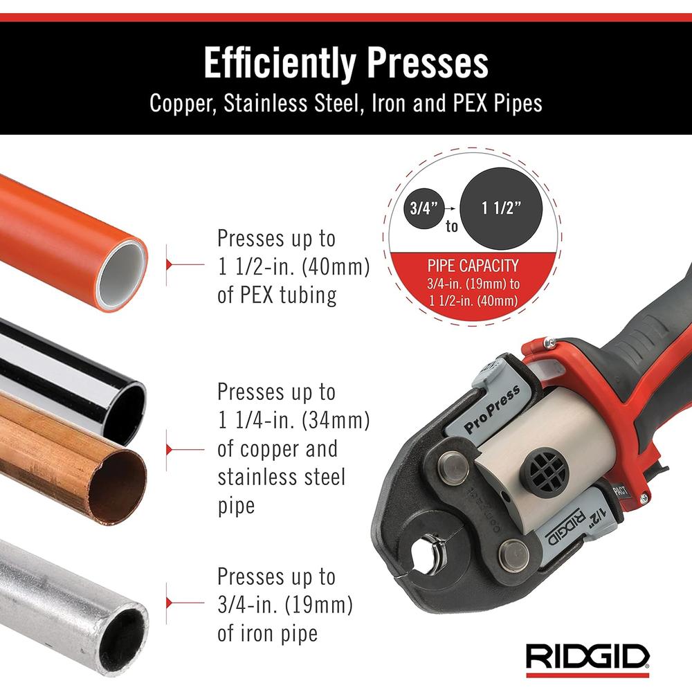 Ridgid 57363 RP 241 Compact Series Press Tool Kit With 1/2" - 1-1/4" Propress Jaws