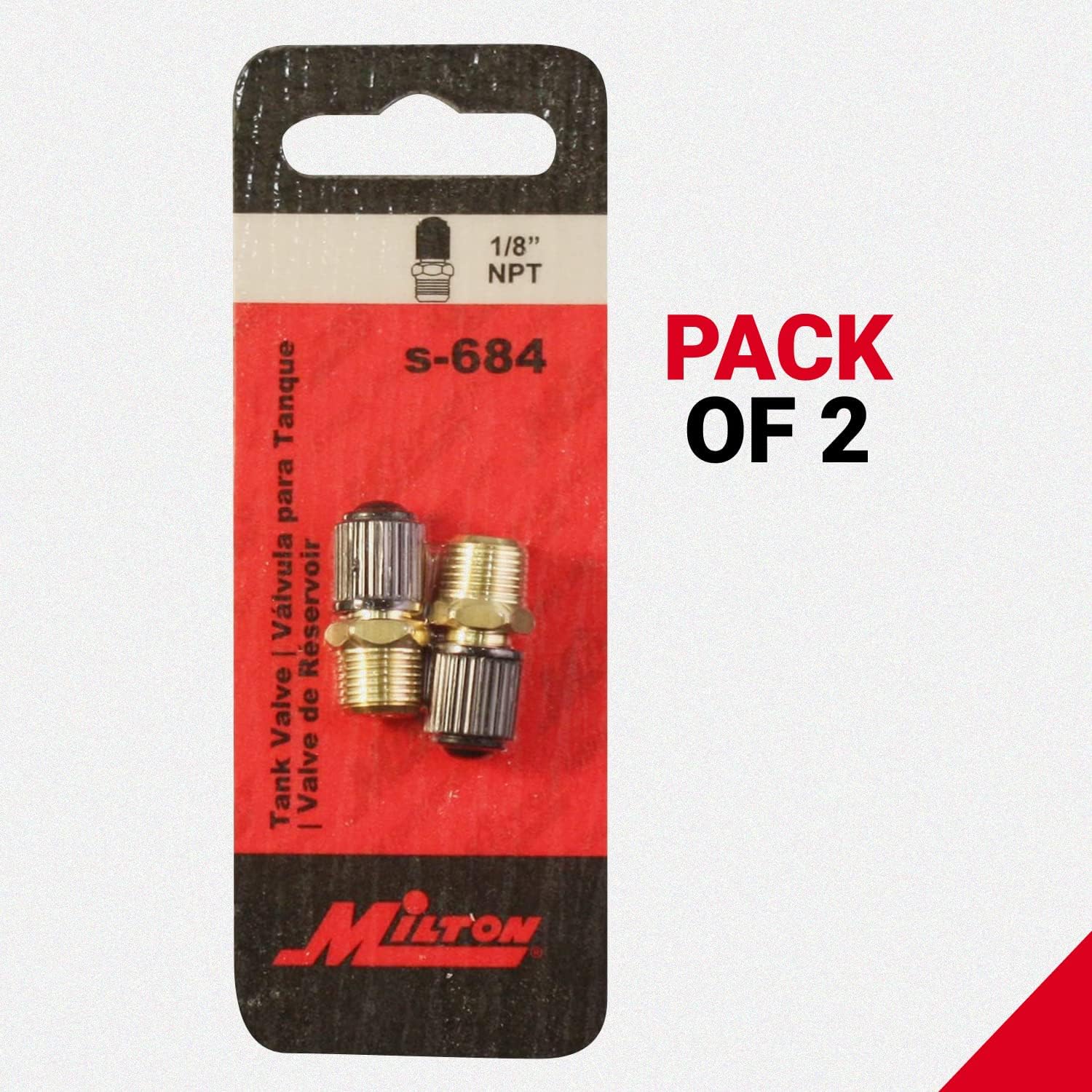 Milton Industries S-684 1/8" NPT Tank Valve, 2/Cd