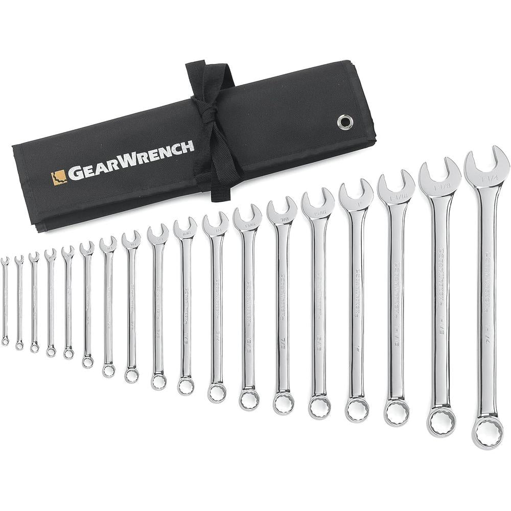 GEARWRENCH 18 Pc. 12 Point Long Pattern Combination SAE Wrench Set - 81917